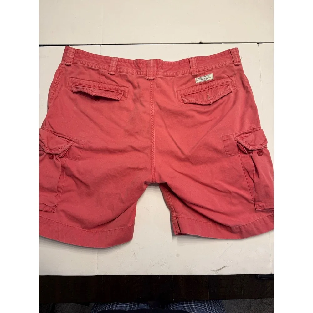 Polo Ralph Lauren Mens Classic Cargo Shorts Salmon Red Cotton Chino Size 44